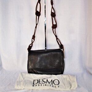 Black And Tan Leather Desmo Handbag Made In Italy